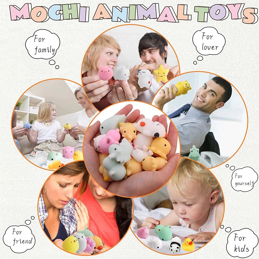20Pcs Mochi Squishy Toy Kawaii Mini Animals Squishies Stress Relief Toys for Kids Boys Girls Birthday Gifts Party Favors Prizes