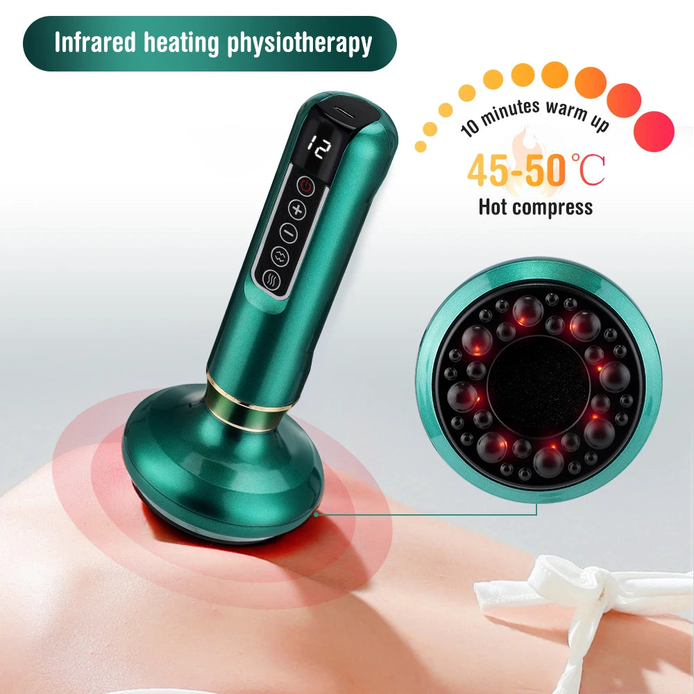 Electric Cupping Device 12 Levels Vacuum Cupping Cans USB Rechargeable Scraping Cupping Cans Suction Massage Apparatus