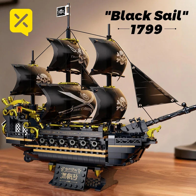 Pirate Ship Building Blocks Vessel Sailboat Model Bricks City Traffic Series Creative Desktop Decoration Toys For Children Gifts