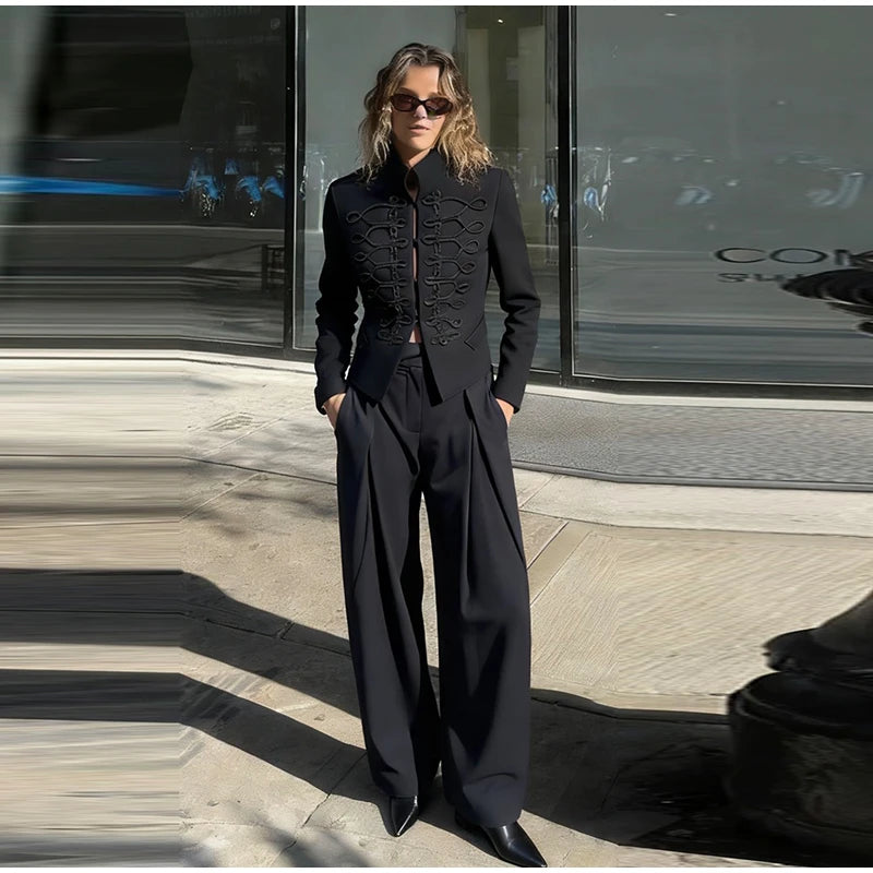 Napoleon Women Jackets Coat Solid Single Breasted Pad Shoulder Loose Outwear 2026 Female Spring New Chic Elegant Coats Jackets