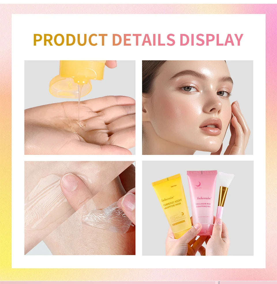 Glow night Wrapping Mask Deep Hydration Care Reduces Sagging&Dullness Even Skin Tone Mask Collagen Turmeric Hydrating Moisturize