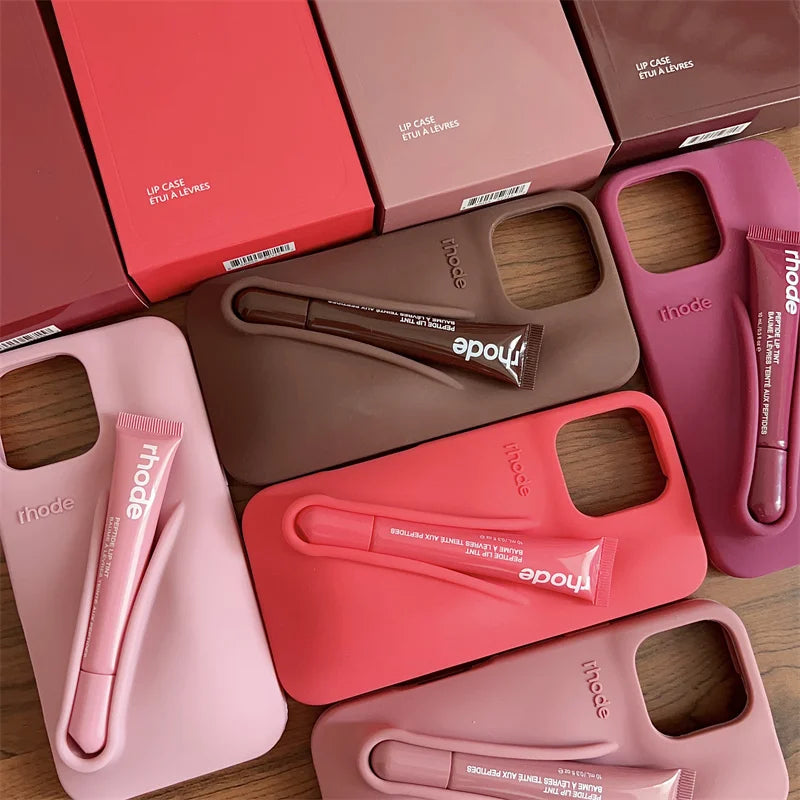 Ribbon Toast Espresso Lemontini Lip Gloss Phone Case for iPhone 17 Air 12 13 14 15 16 Pro Max Plus Lipstick Solid Colour Cover