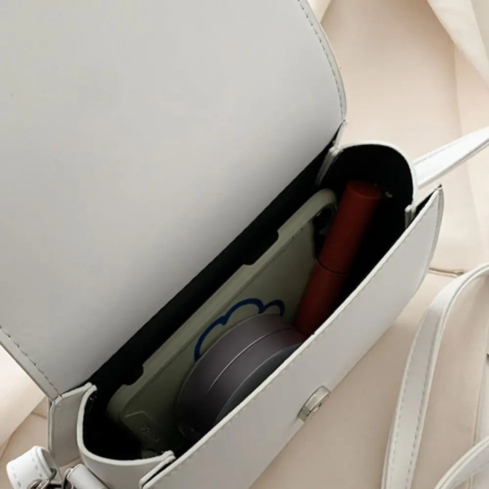 Women Simple Solid Color Saddle Shoulder Bag Crossbody Bag Flap Messenger Bag Women's Handbags
