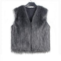 Women Gilet Fashion Solid Color Sleeveless Faux Fur Vest Open Front Jackets Vest Solid Outwear