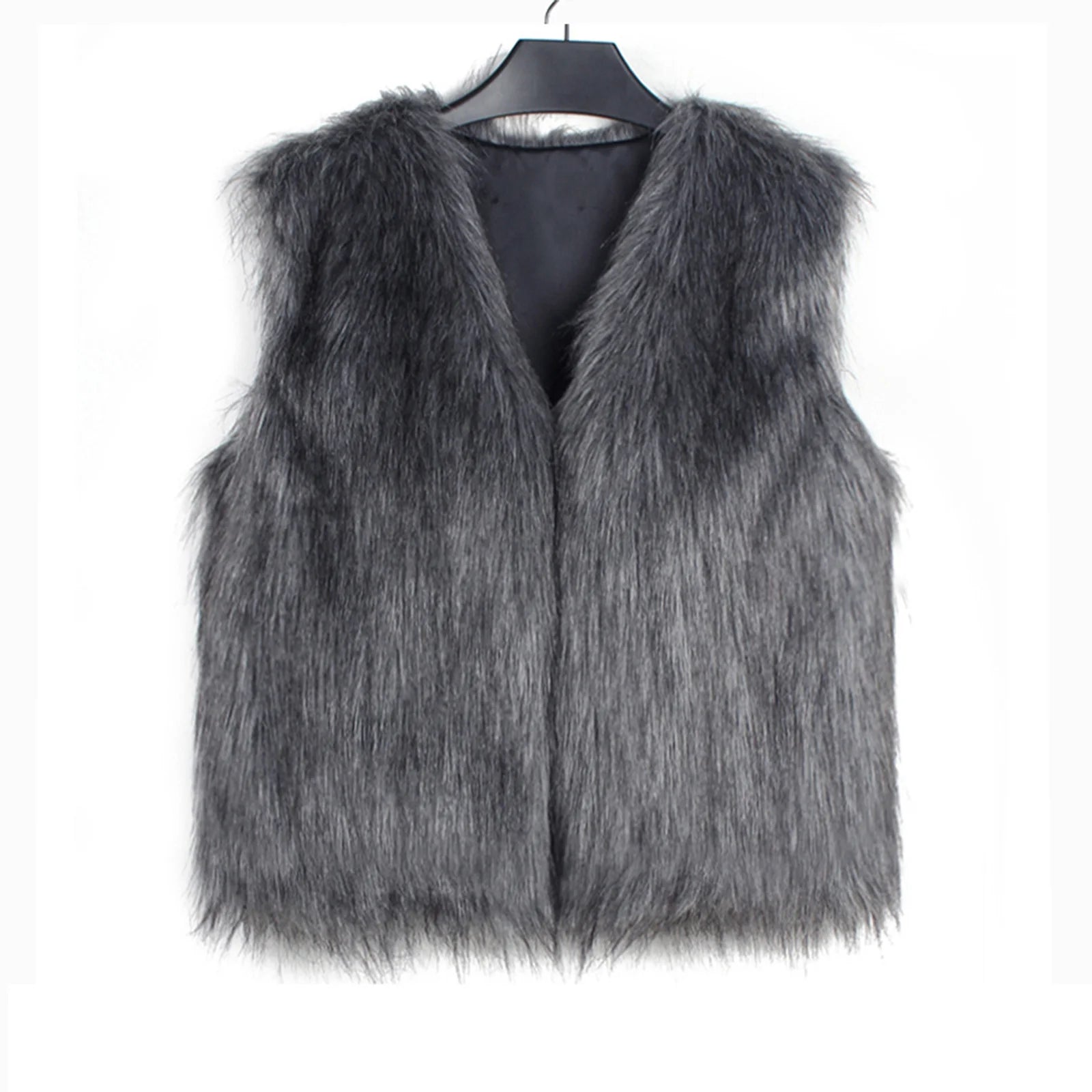Women Gilet Fashion Solid Color Sleeveless Faux Fur Vest Open Front Jackets Vest Solid Outwear