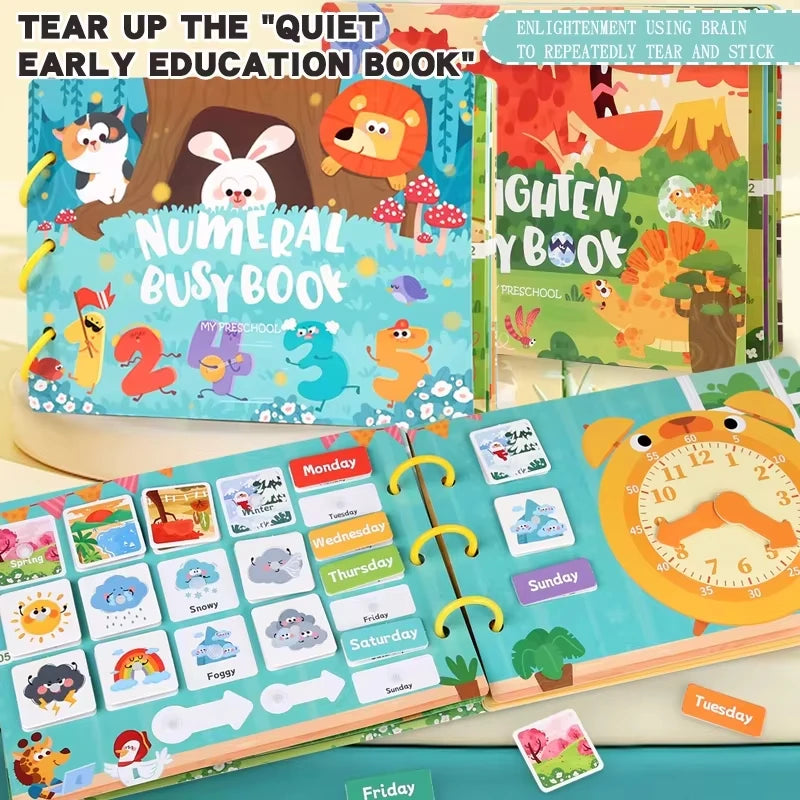Busy Books Montessori Toy for 1 2 3 4 Year Toddlers Educational Activity Book Developing Sensory Board for Fine Motor Skills Toy