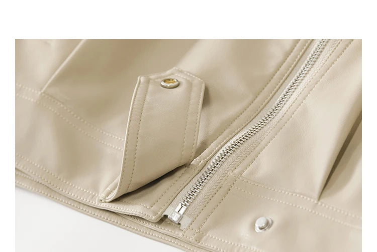 SENTUBILA Cropped Pu Leather Bomber Jacket Women 2026 Autumn Winter Vintage Lapel Zip Up Faux Leather Jacket Motorcycle Coats