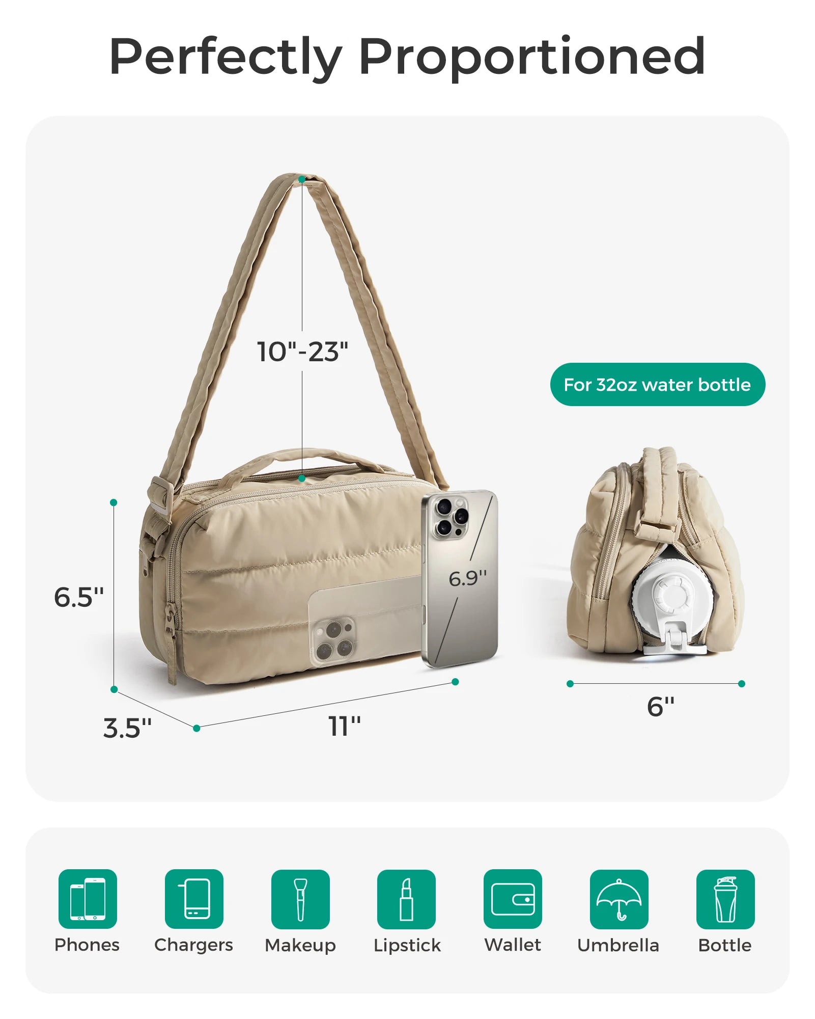 BAGSMART Women's Bags Travel Crossbody Bag with Expandable Bottle Pocket Water-Resistant Student Harajuku Shulder Bag