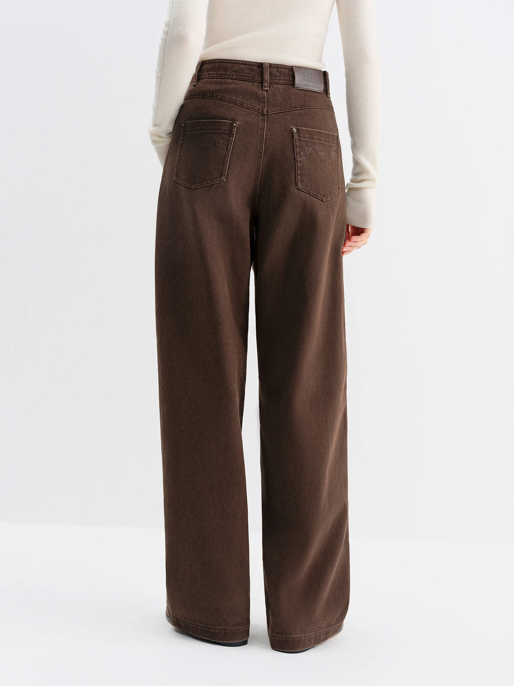 FSLE 2025 Winter Women's Vintage Washed Embroidered Banana Jeans Curved High Waist Wide Leg Trousers Slim Fit Retro Pants