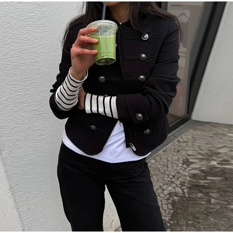 Napoleon Women Jackets Coat Solid Single Breasted Pad Shoulder Loose Outwear 2026 Female Spring New Chic Elegant Coats Jackets