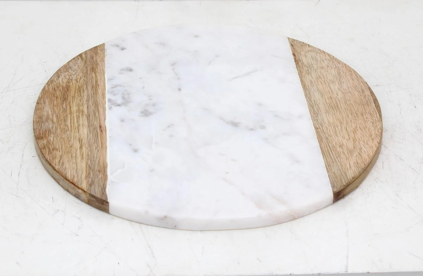 Chopping Board of Marble and Wood for Cutting and Chopping in the Kitchen Round Marble Cutting Board