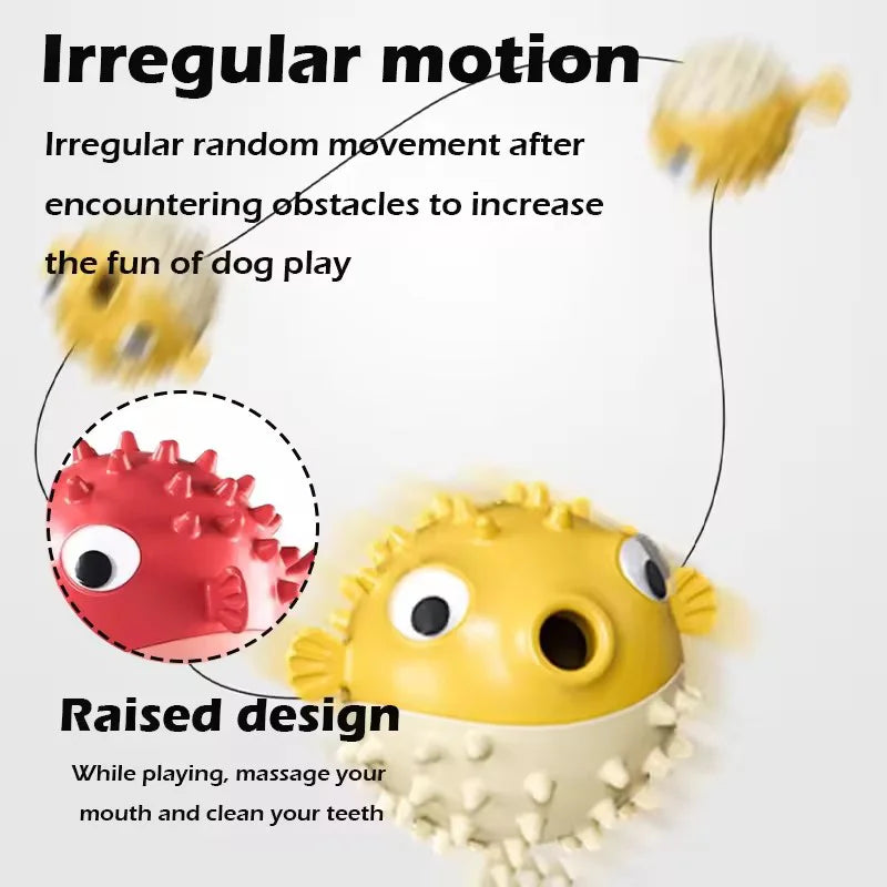 Bouncing Fish Built In Bell Pet Toy Treat Dispensing Chew Ball Molar Interactive Play Toy For Puppy All Size Dogs Relieve Boredo