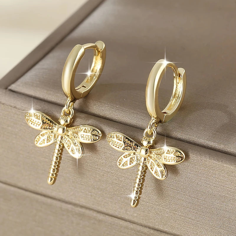 Huitan Cute Dragonfly Dangle Earrings for Women Minimalist Animal Drop Earrings Daily Party Statement Jewelry Gift Drop Shipping