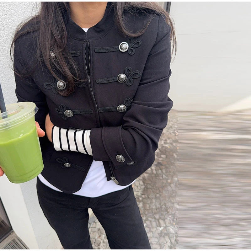Napoleon Women Jackets Coat Solid Single Breasted Pad Shoulder Loose Outwear 2026 Female Spring New Chic Elegant Coats Jackets