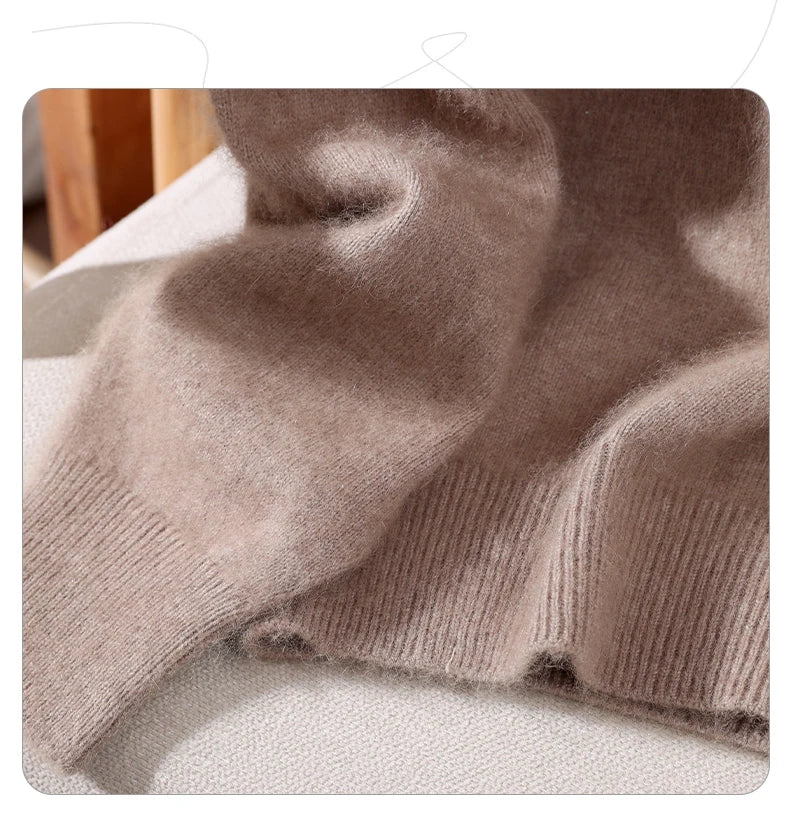 Fall/Winter New Fashion Mink Cashmere Sweater Women's Knitted V-neck Long-Sleeved Slim Bottoming Coat