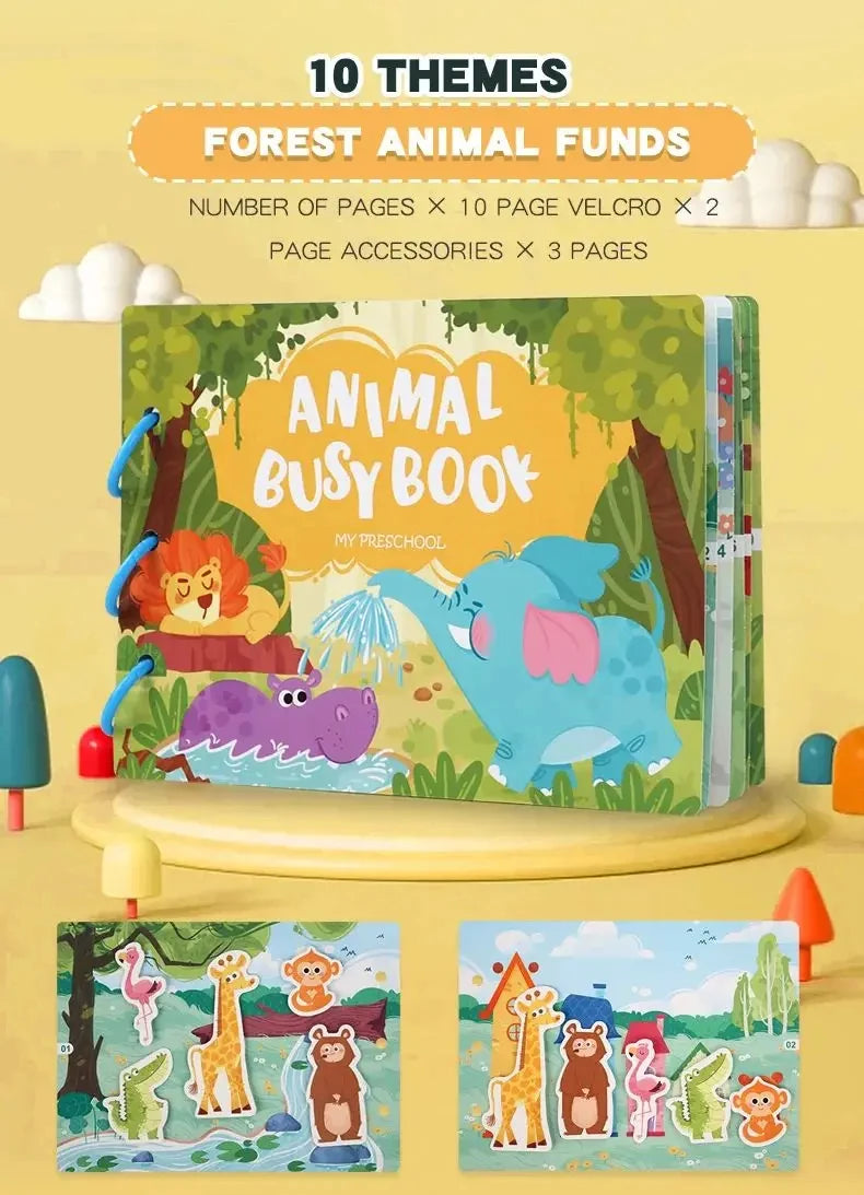 Busy Books Montessori Toy for 1 2 3 4 Year Toddlers Educational Activity Book Developing Sensory Board for Fine Motor Skills Toy