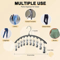 1pc Curved Shape Hanger, Metal Yoga Pants Hangers, Organizer For Closet, Pants Hanger With 10 Clothespins, Holds 10 Leggings