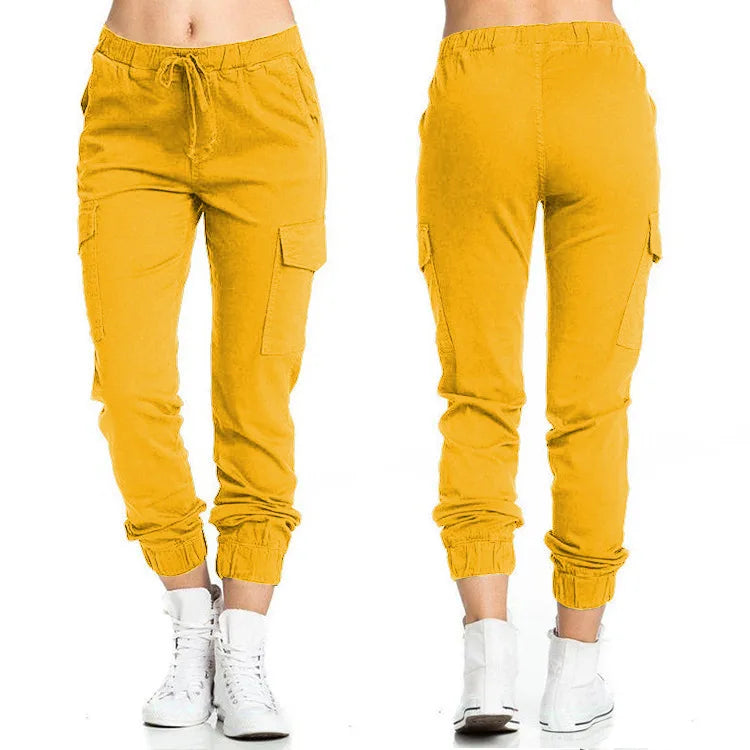 2026Women's Workwear Casual Pants with Elastic Waist, Drawstring, and Side Pockets