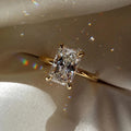Huitan Dainty Sparkling Rings with Rectangular CZ Fresh Stylish Engagement Accessories for Women Chic Shiny Modern Party Jewelry