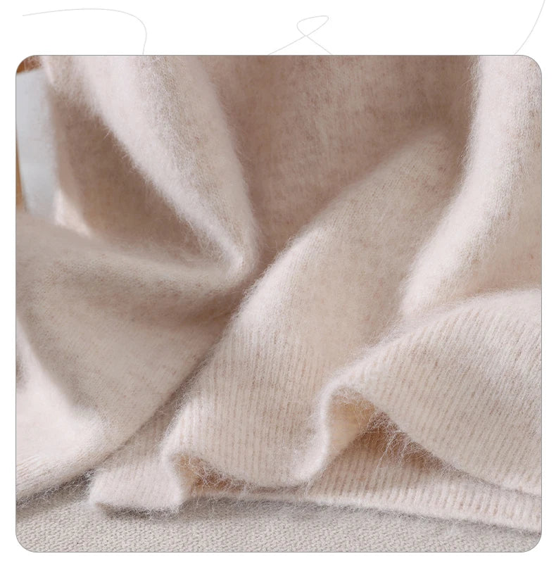 Fall/Winter New Fashion Mink Cashmere Sweater Women's Knitted V-neck Long-Sleeved Slim Bottoming Coat
