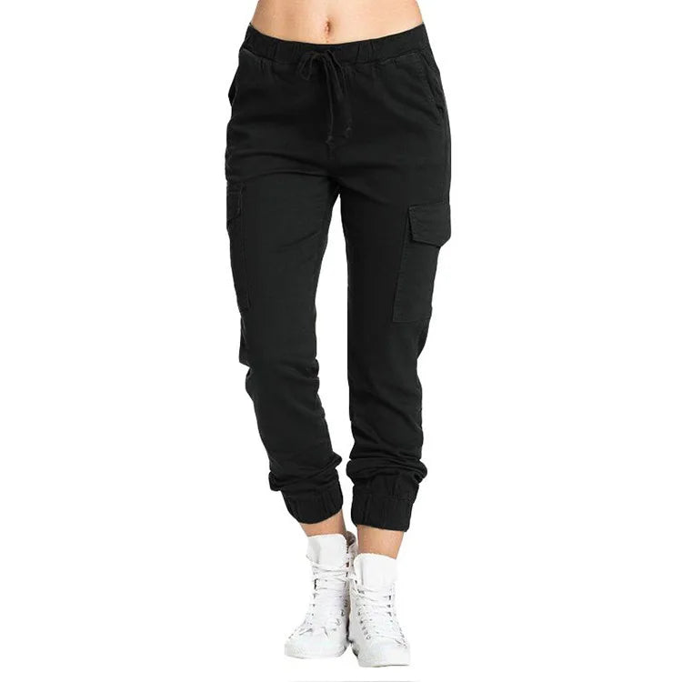 2026Women's Workwear Casual Pants with Elastic Waist, Drawstring, and Side Pockets
