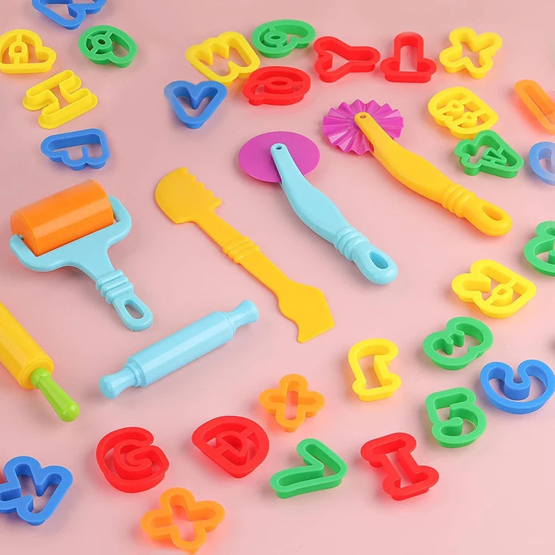 Playdough Tools Play Dough Set For Kids Letters Numbers Symbols Cutter Roller Alphabet Playdough Stamps Clay Accessories DIY Toy