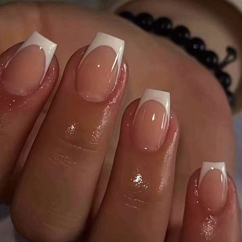 24 PCs Short French Minimalist Nails with 1 Jelly and 1 Nail File