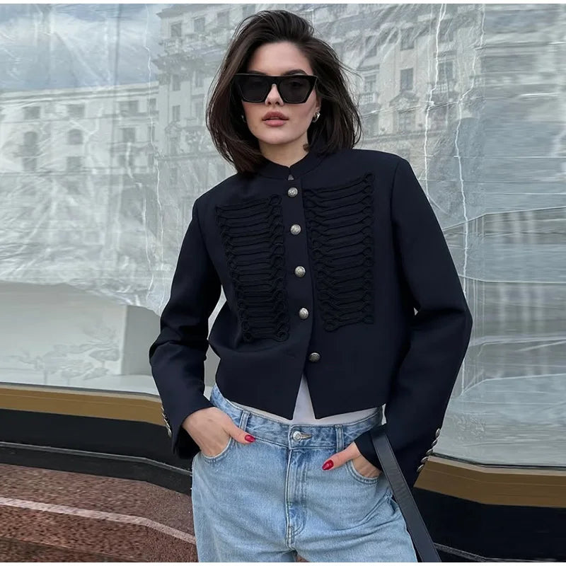 Napoleon Women Jackets Coat Solid Single Breasted Pad Shoulder Loose Outwear 2026 Female Spring New Chic Elegant Coats Jackets