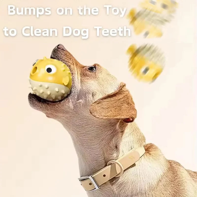 Bouncing Fish Built In Bell Pet Toy Treat Dispensing Chew Ball Molar Interactive Play Toy For Puppy All Size Dogs Relieve Boredo