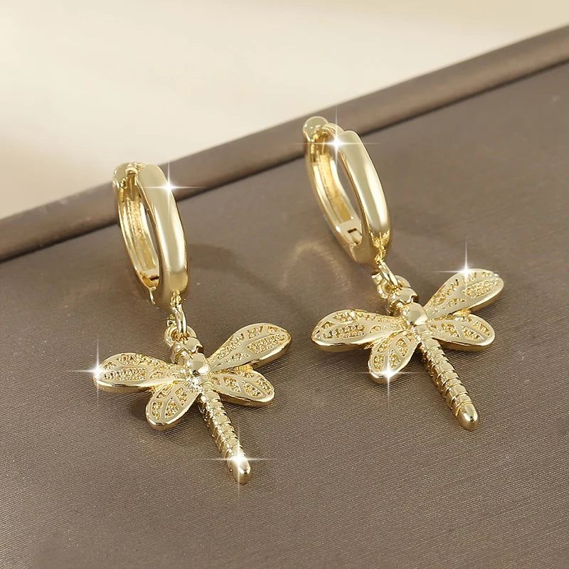 Huitan Cute Dragonfly Dangle Earrings for Women Minimalist Animal Drop Earrings Daily Party Statement Jewelry Gift Drop Shipping