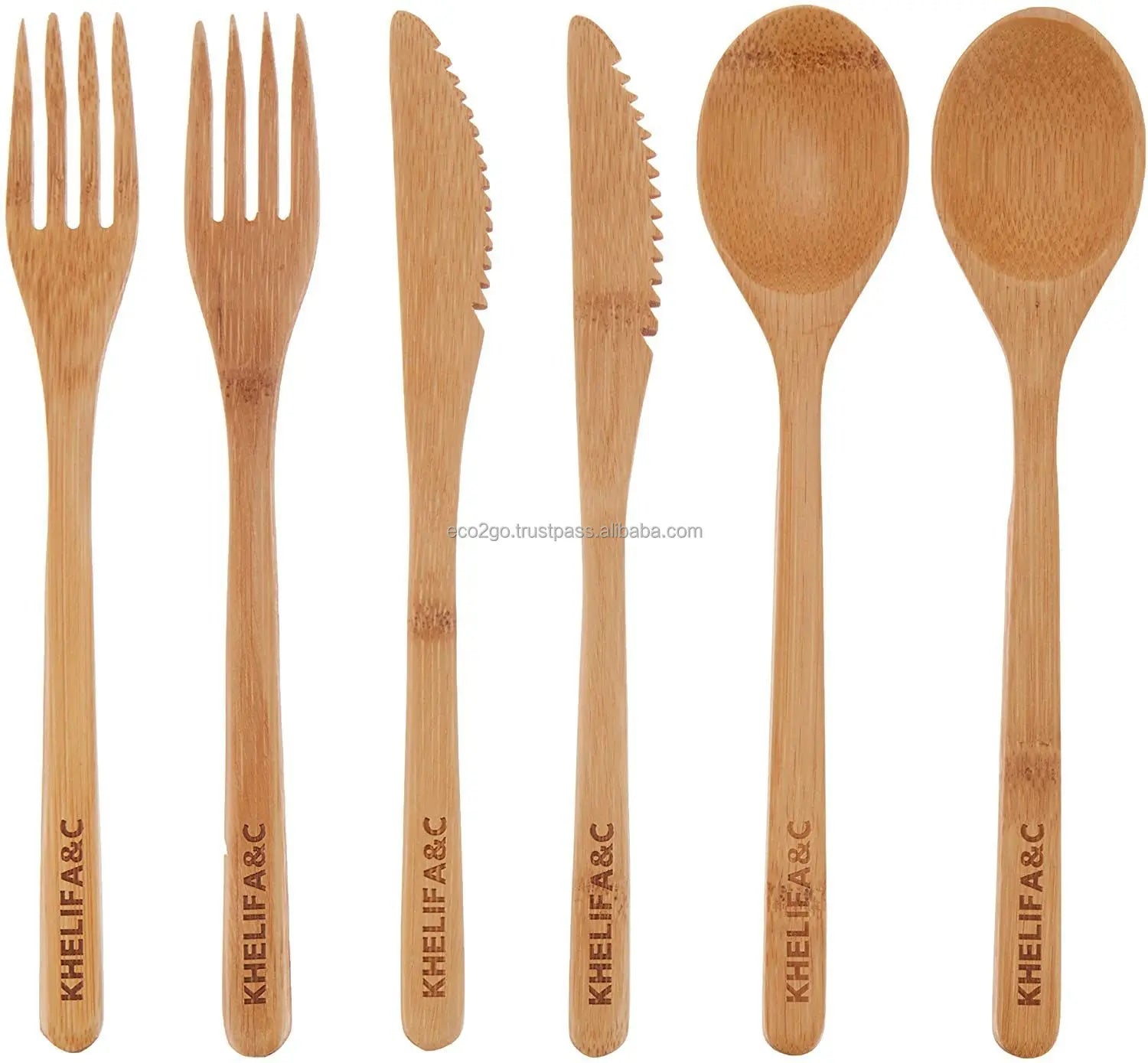 100% Biodegradable Disposable Eco-Friendly Bamboo Cutlery Set-Bamboo Utensils Made in Eco2go Vietnam