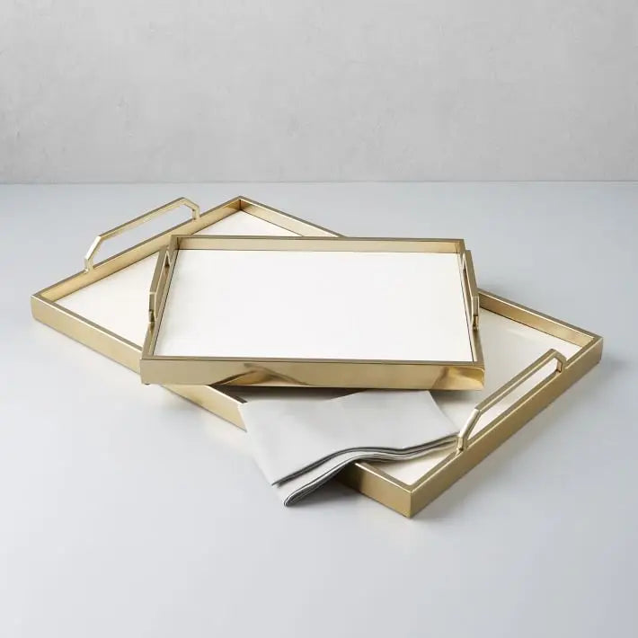 New Design Art Deco Metal Round Tray with Glass Mirror for Weddings Ramadan Diwali-Multi-Functional Serving Tray