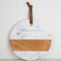 Chopping Board of Marble and Wood for Cutting and Chopping in the Kitchen Round Marble Cutting Board