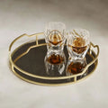 New Design Art Deco Metal Round Tray with Glass Mirror for Weddings Ramadan Diwali-Multi-Functional Serving Tray