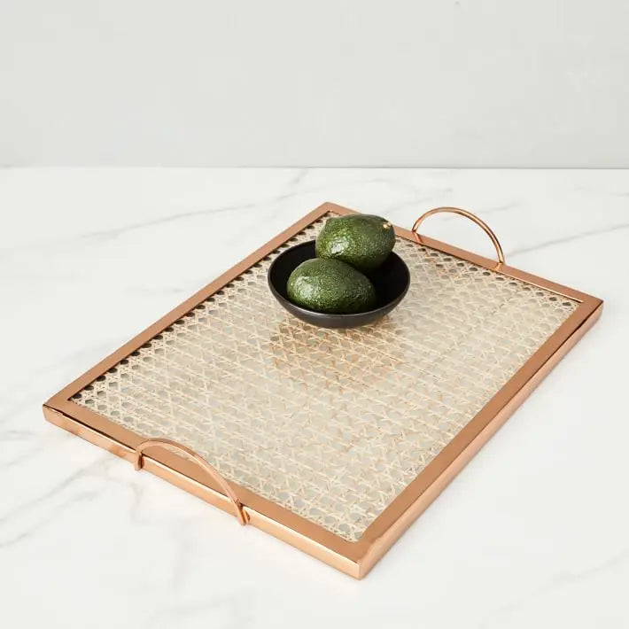 New Design Art Deco Metal Round Tray with Glass Mirror for Weddings Ramadan Diwali-Multi-Functional Serving Tray