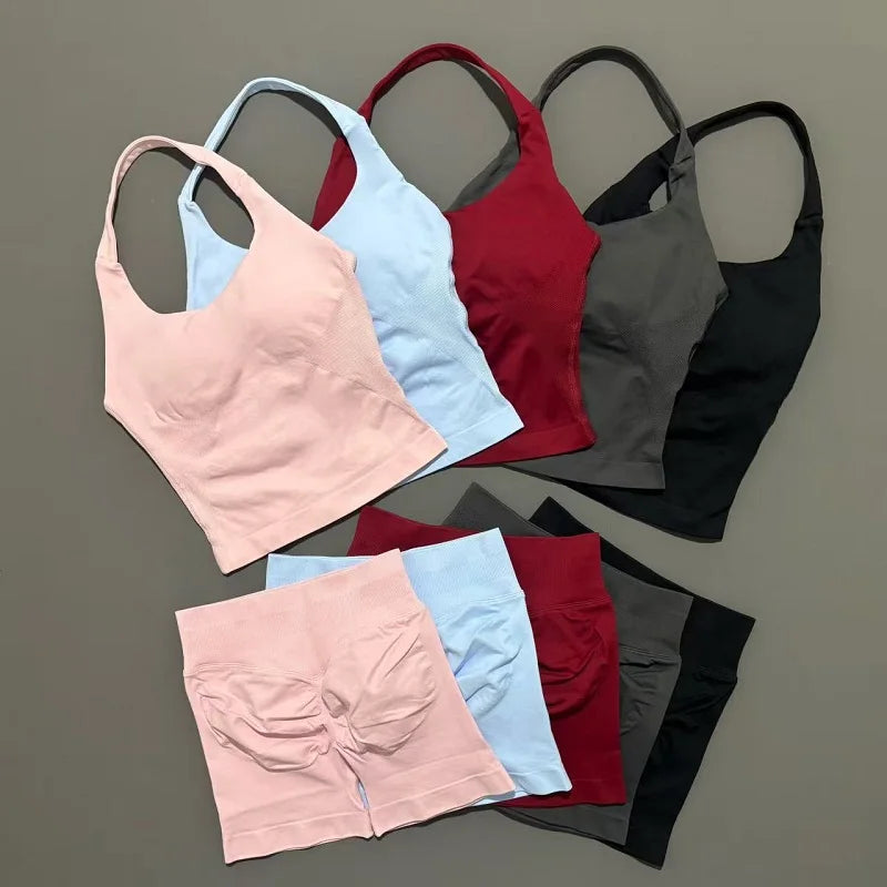 CoreFlow Seamless Gym Shorts Set